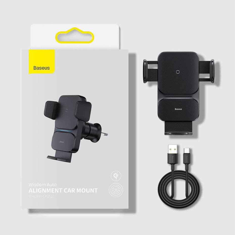 هولدر و شارژر وایرلس دریچه کولری بیسوس Baseus Wisdom Auto Alignment Car Mount CGZX000001 توان 15 وات — تصویر ۶
