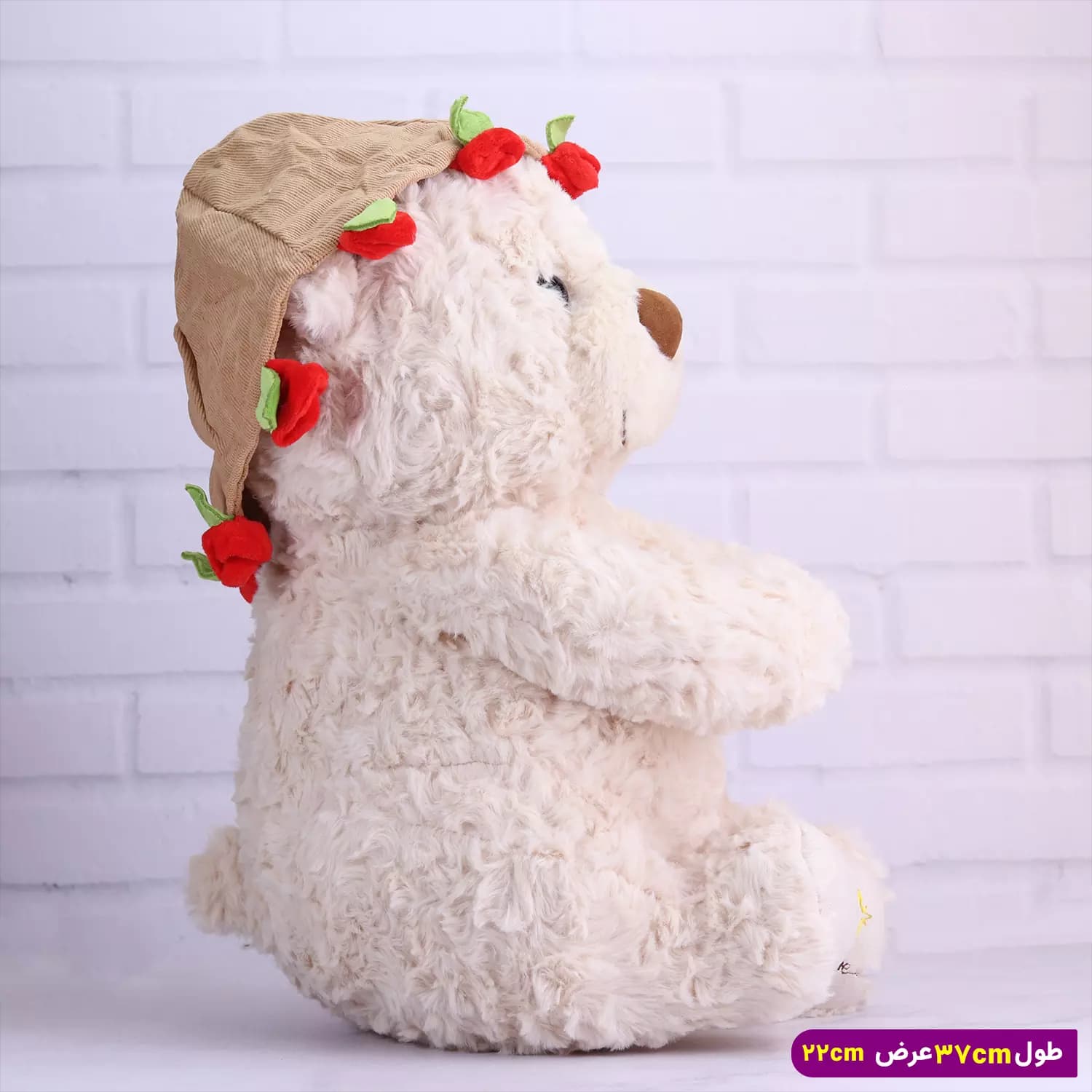 عروسک خرس ولنتاین کلاه گلی پولیشی کد 6604/4 — تصویر ۴