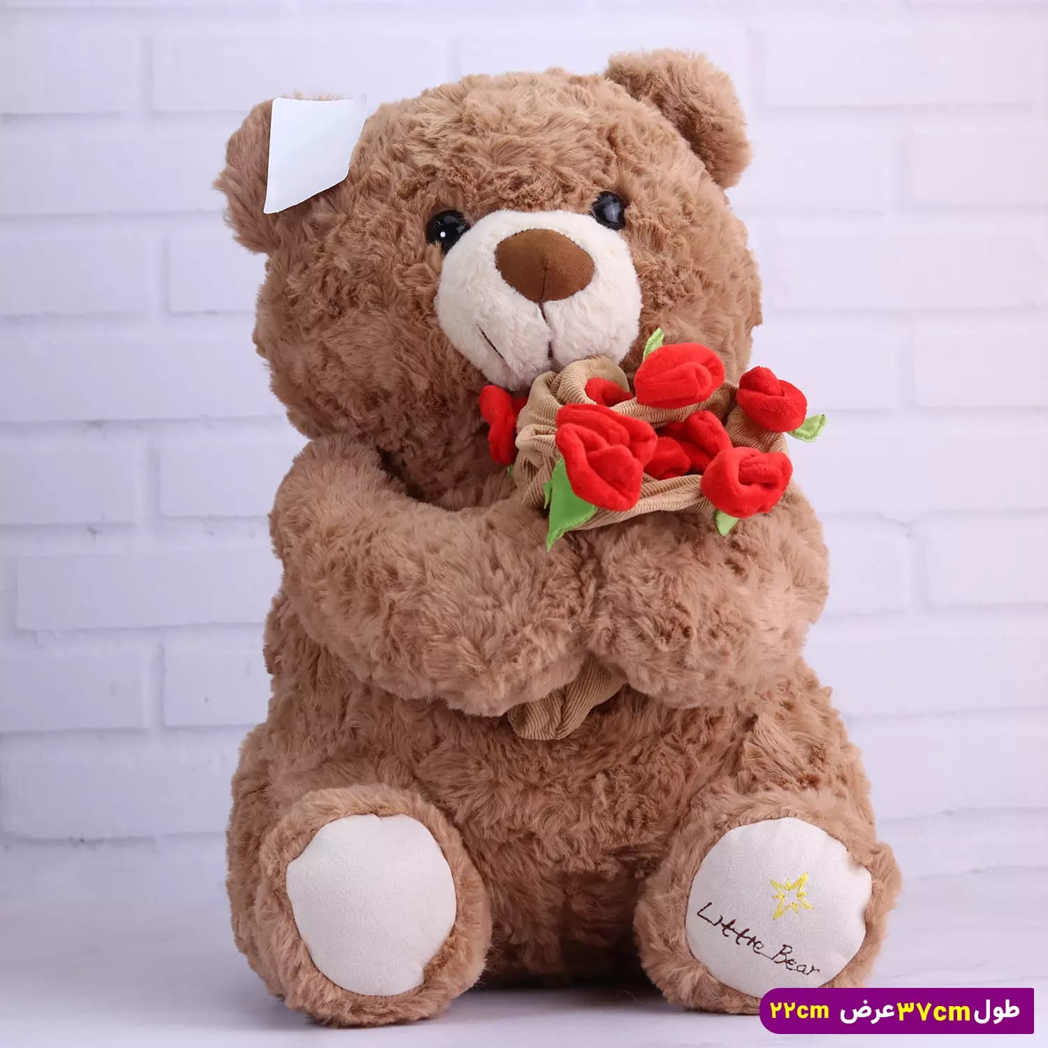 عروسک خرس ولنتاین کلاه گلی پولیشی کد 6604/4 — تصویر ۳