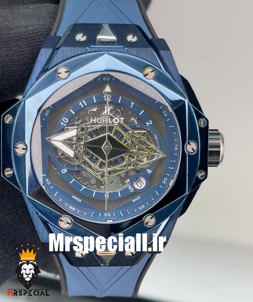 ساعت مچی مردانه هابلوت کهکشانی پشت شیشه ای HUBLOT Sang Bleu 020555 — تصویر ۳
