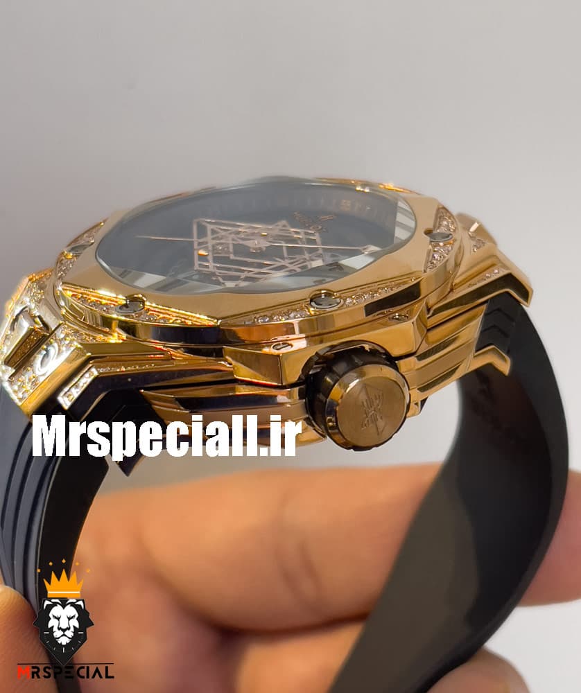 ساعت مچی مردانه هابلوت کهکشانی رزگلد فول نگین ابی 020546 Hublot Sang Bleu ll Diamonds — تصویر ۵