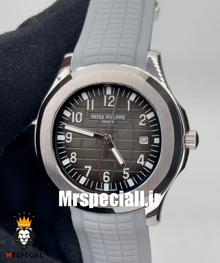ساعت مردانه پتک فیلیپ اکوانات اتوماتیک بند رابر صفحه طوسی 020542 Patek Philippe Aquanaut — تصویر ۶