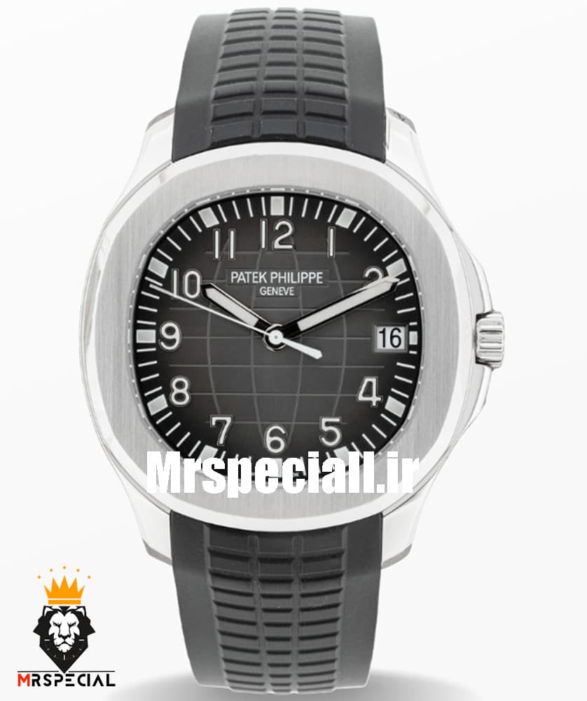 ساعت مردانه پتک فیلیپ اکوانات اتوماتیک بند رابر صفحه طوسی 020542 Patek Philippe Aquanaut