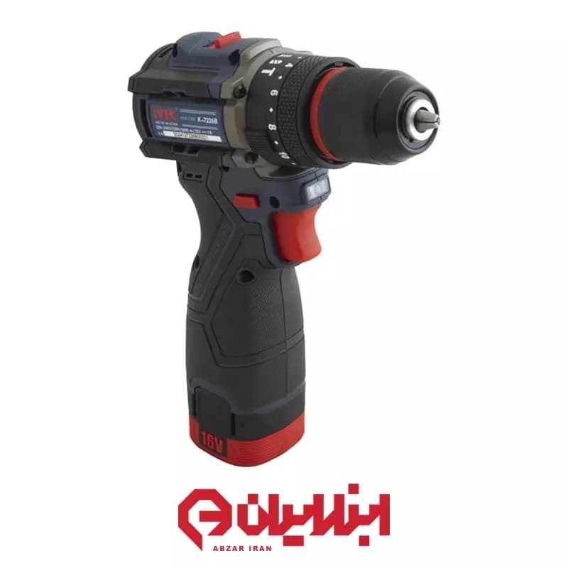 دریل شارژی چکشی براشلس ۱۶ ولت K-7226B ایوک — تصویر ۳