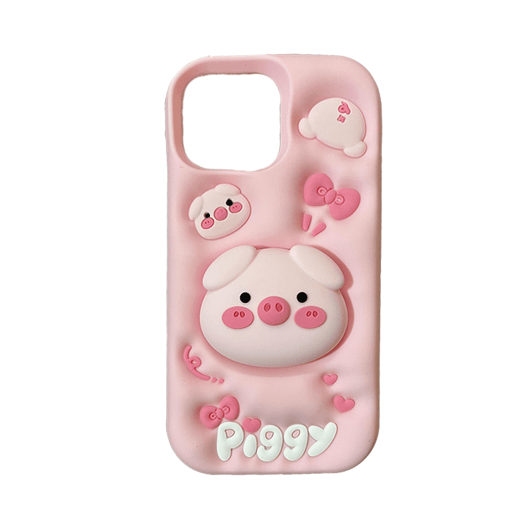قاب عروسکی سیلیکونی ایفون 15 پرو مکس مدل خوک piggy