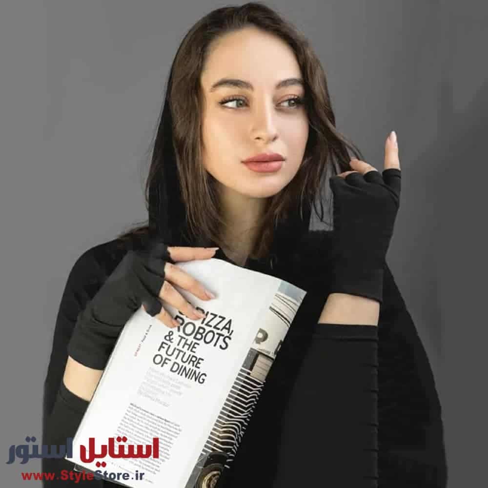 دستکش زنانه نیم انگشتی سیلکا کد 1099 رنگ مشکی (اوت لت)