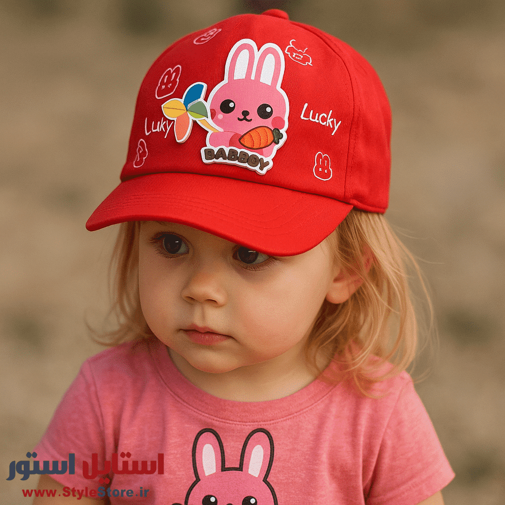 کلاه بچگانه مدل خرگوش فرفره ای کد 1946 رنگ قرمز
