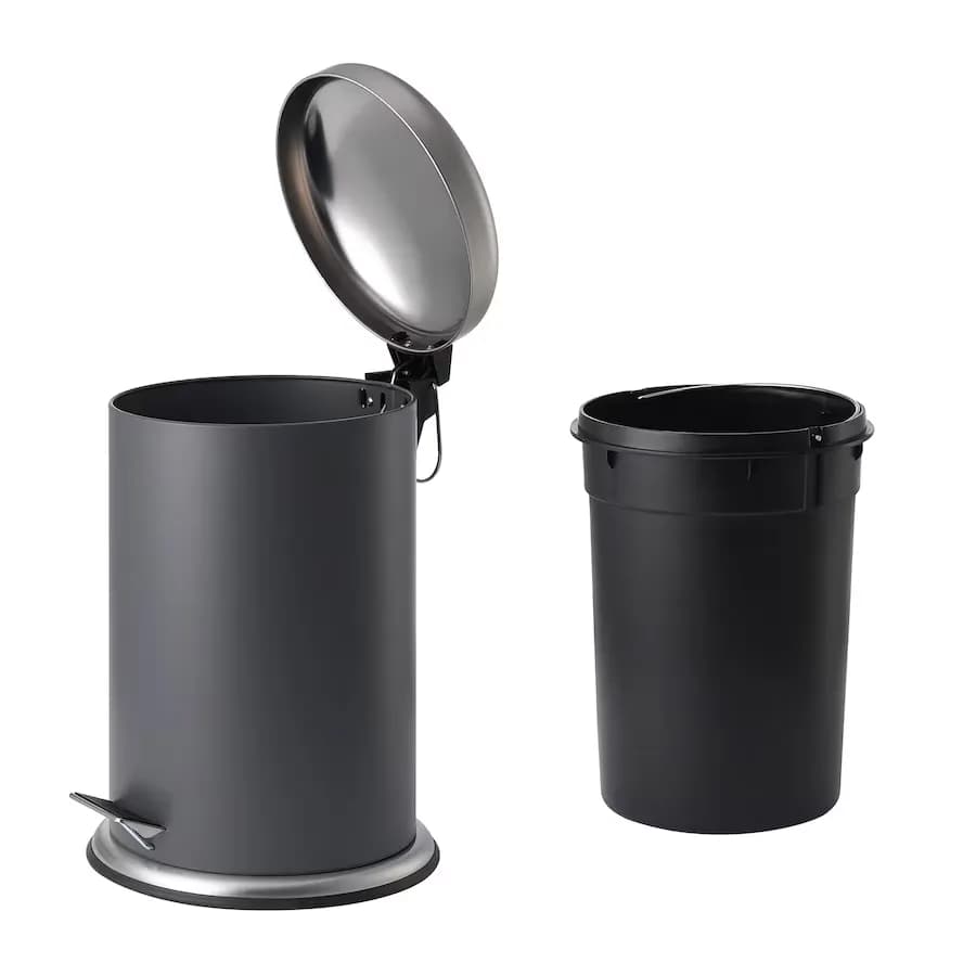 سطل زباله پدالی ایکیا MJOSA خاکستری تیره 12 لیتری — تصویر ۷