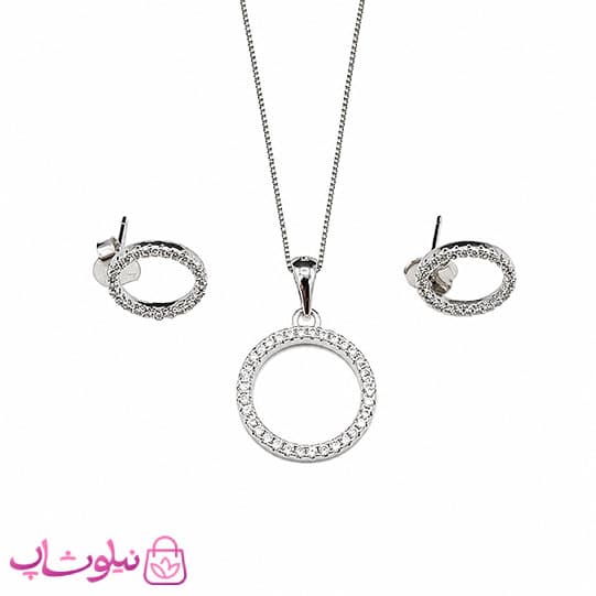 نیم ست زنانه نقره ظریف وارداتی عیار 925 مدل دایره وزن 3/300 گرم