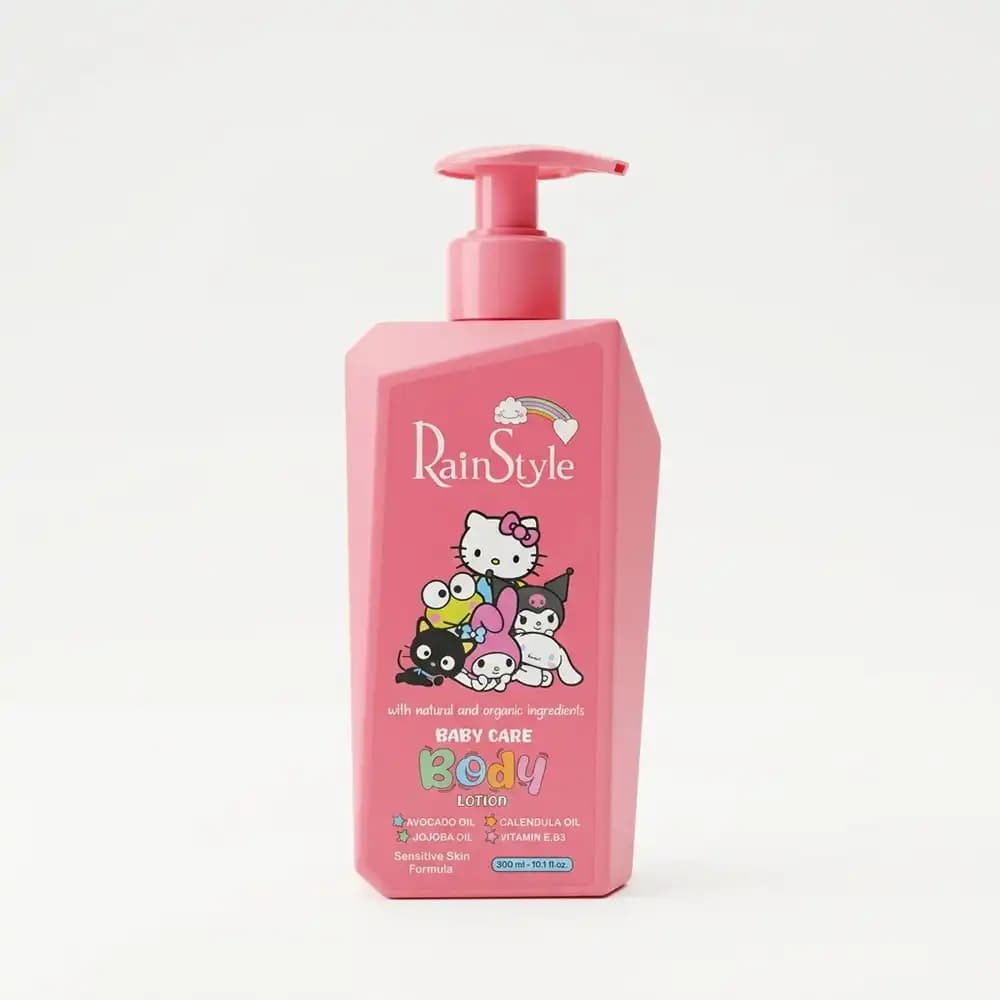 لوسیون بدن کودک رین استایل (RainStyle Baby Care) پمپی صورتی حجم 300 میلی لیتری