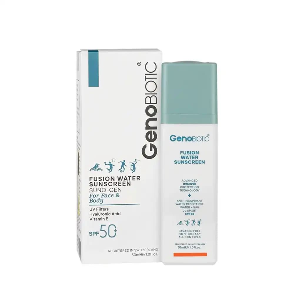 ضدآفتاب SPF50 فیوژن واتر ژنوبایوتیک (GenoBiotic) مدل Suno-Gen مناسب صورت و بدن حجم 30 میلی لیتری