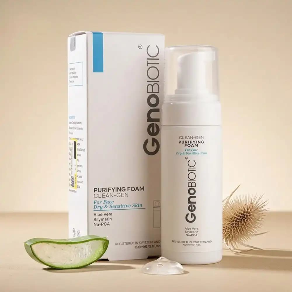 فوم شستشوی صورت ژنوبایوتیک (GenoBiotic) مخصوص پوست خشک و حساس (Clean-Gen) حجم 150 میلی لیتری — تصویر ۳