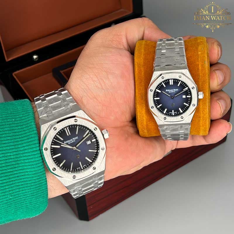 ساعت اودمار پیگه ست نقره ای صفحه سرمه ای Audemars piguet 3292 — تصویر ۲