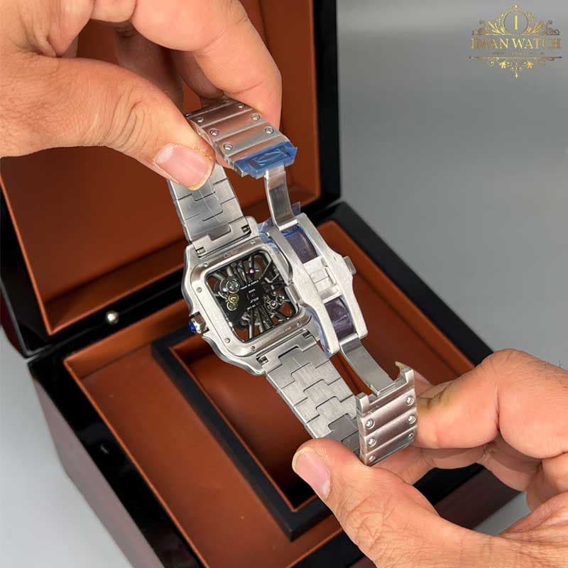 ساعت مچی کارتیر مردانه دسانتوز CARTIER DE SANTOS SKELETON 0017 — تصویر ۴
