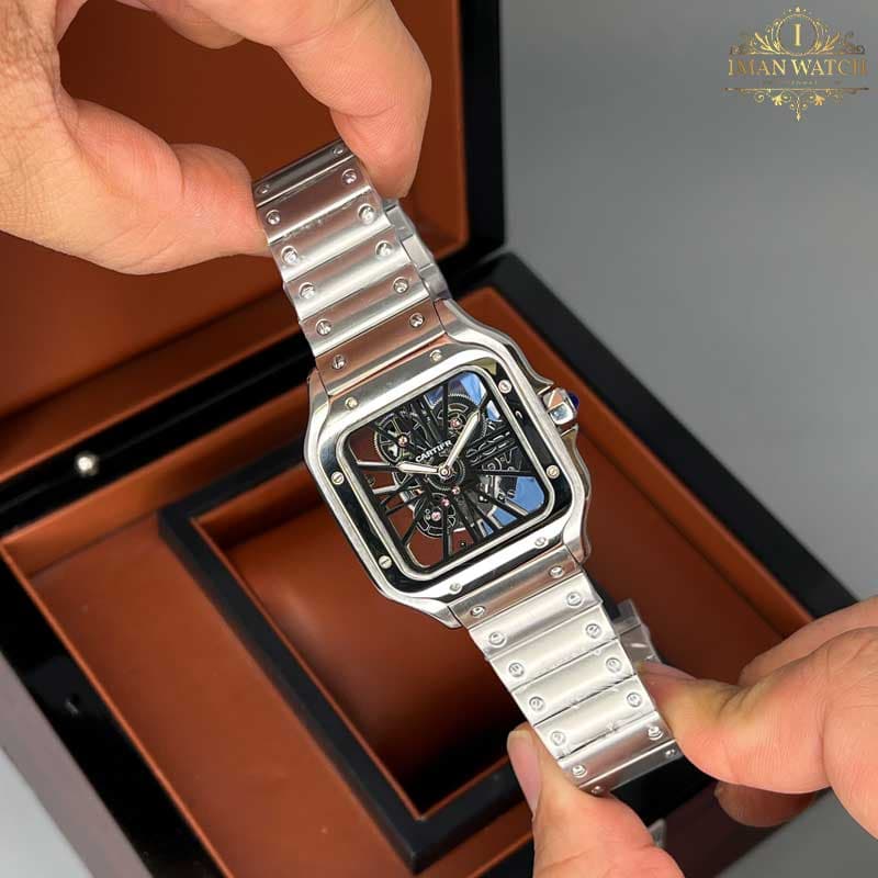 ساعت مچی کارتیر مردانه دسانتوز CARTIER DE SANTOS SKELETON 0017 — تصویر ۳