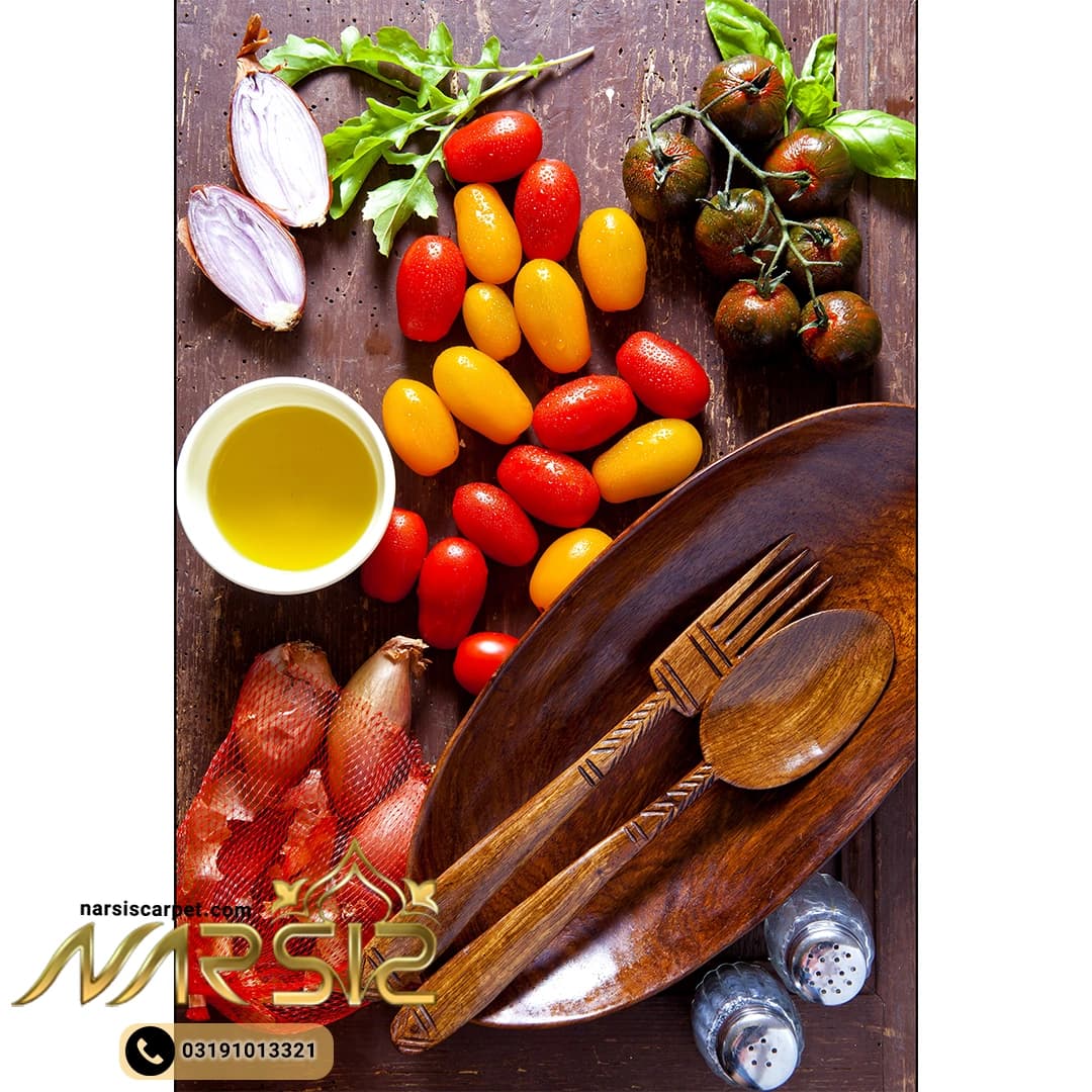 فرشینه آشپزخانه طرح صیفی جات و ظرف چوبی کد 7096