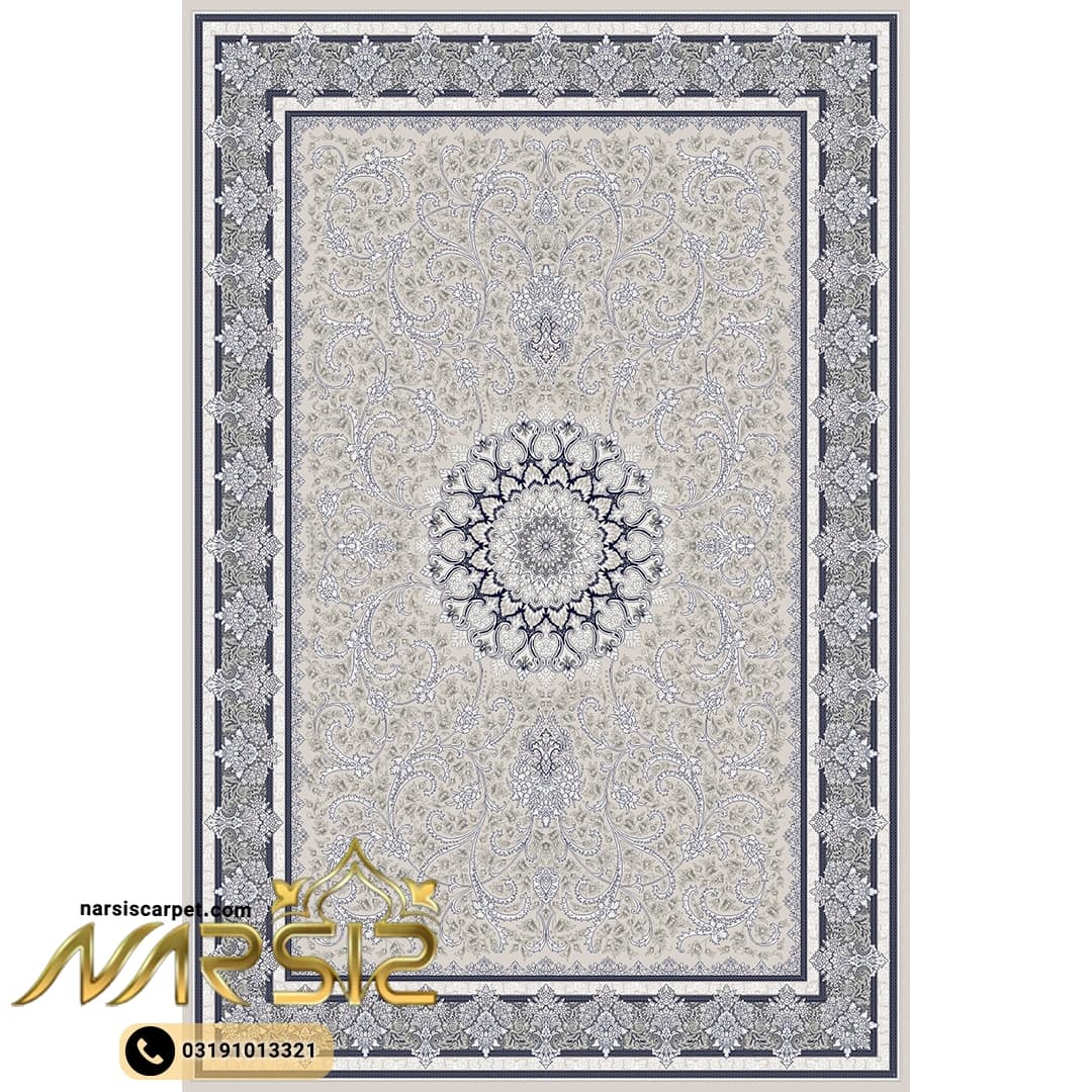 فرشینه فرش طرح لعیا رنگ طوسی کد 90103