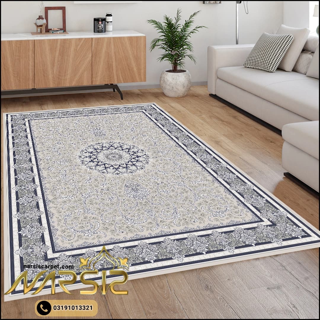 فرشینه فرش طرح لعیا رنگ طوسی کد 90103 — تصویر ۲