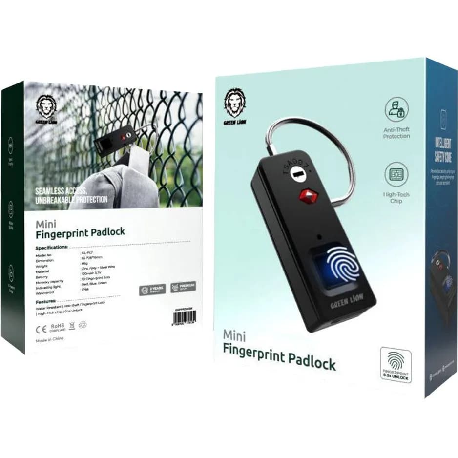 قفل اثر انگشتی گرین لاین Green Lion Mini Fingerprint Padlock GNFPPDLKBK — تصویر ۷