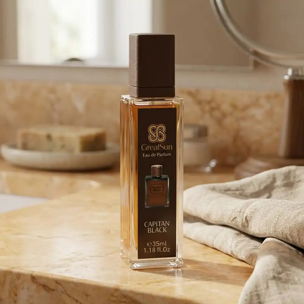 عطر جیبی مردانه گریت سان (GreatSun) مدل Capitan Black حجم ۳۵ میلیلیتر — تصویر ۲