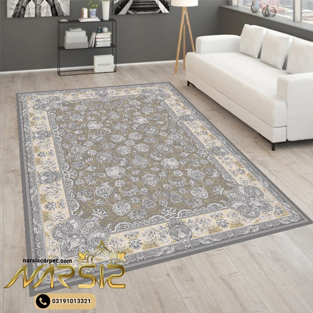 فرشینه فرش افشان طرح ترمه زغالی کد 9070 — تصویر ۲