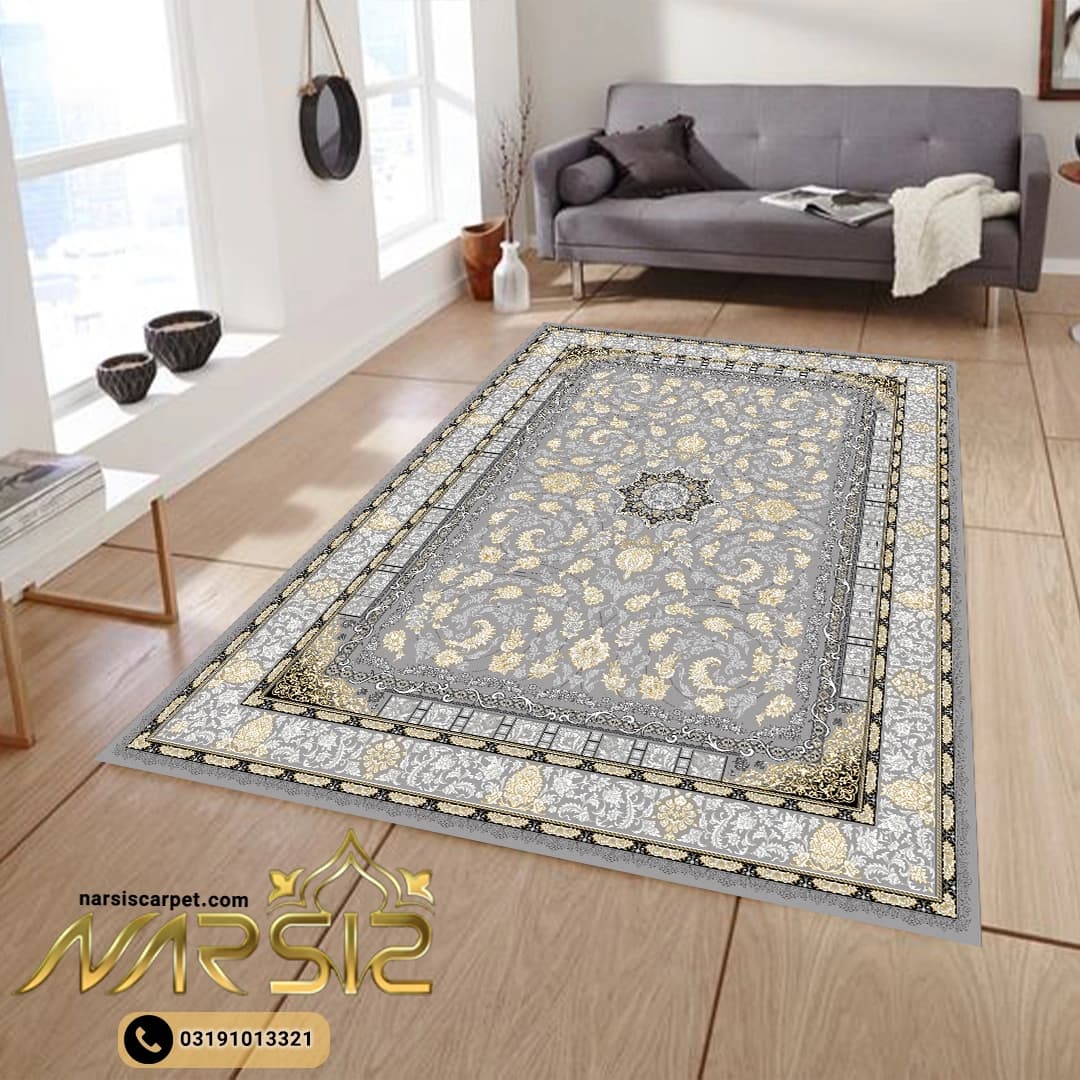 فرشینه فرش طرح دیانا نقره ای کد 9067 — تصویر ۲