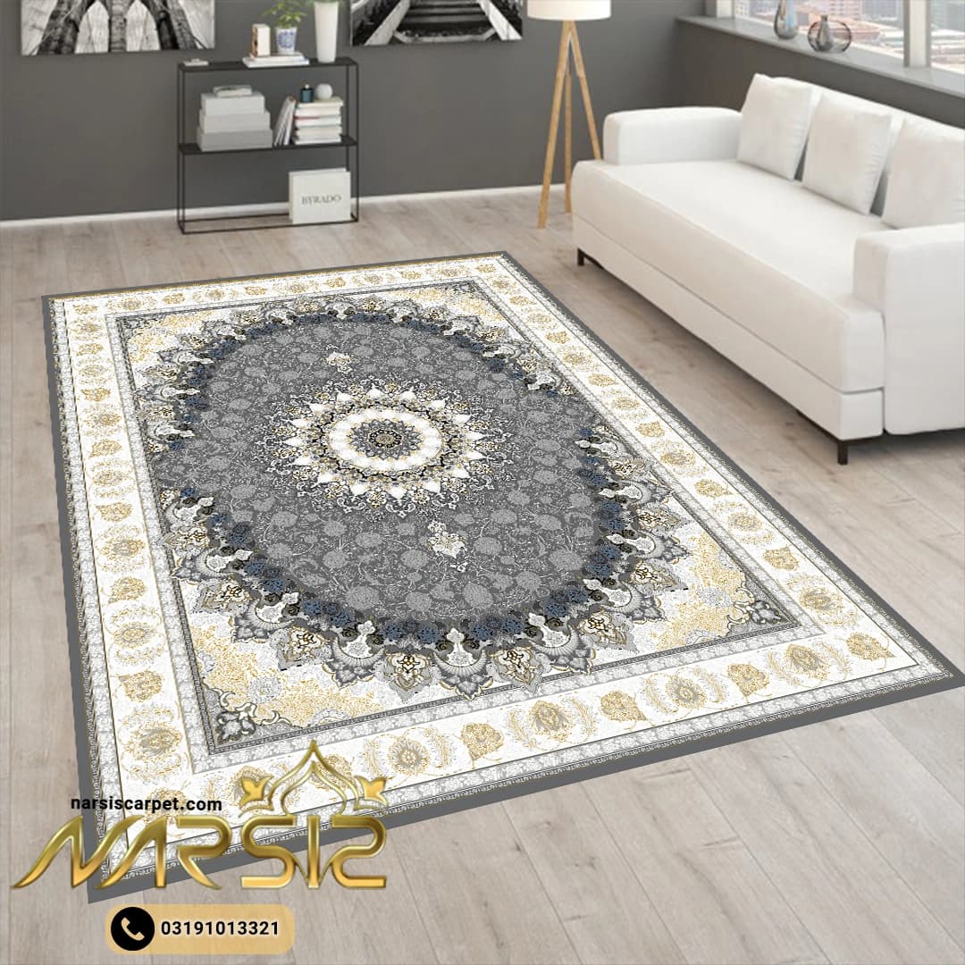 فرشینه فرش طرح عقیق زغالی کد 9064 — تصویر ۲