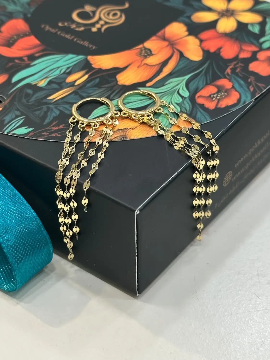 گوشواره طلا شرابه ای حلقه ای — تصویر ۲
