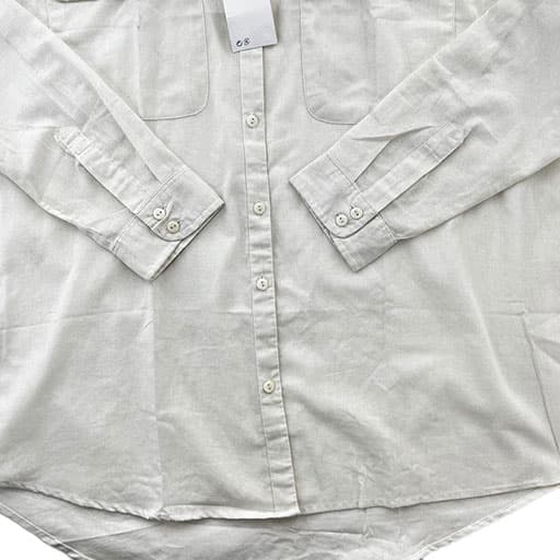 شومیز کتان رنگ سفید دو جیب برند H&M — تصویر ۴