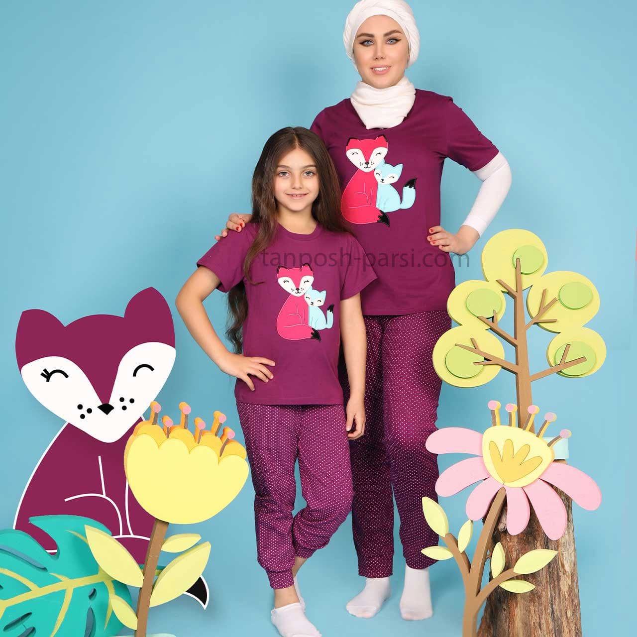 ست تیشرت شلوار زنانه راحتی بیلی بنفش