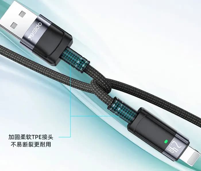 کابل USB 2 به TYPE-C یسیدو YESIDO CA123 طول 1.2 متر 3 آمپر — تصویر ۱۲
