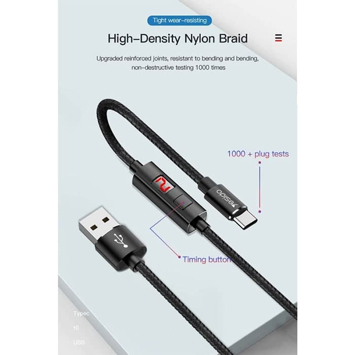 کابل USB به micro-usb یسیدو YESIDO Ca46 طول 1.2متر 2.4 آمپر — تصویر ۳