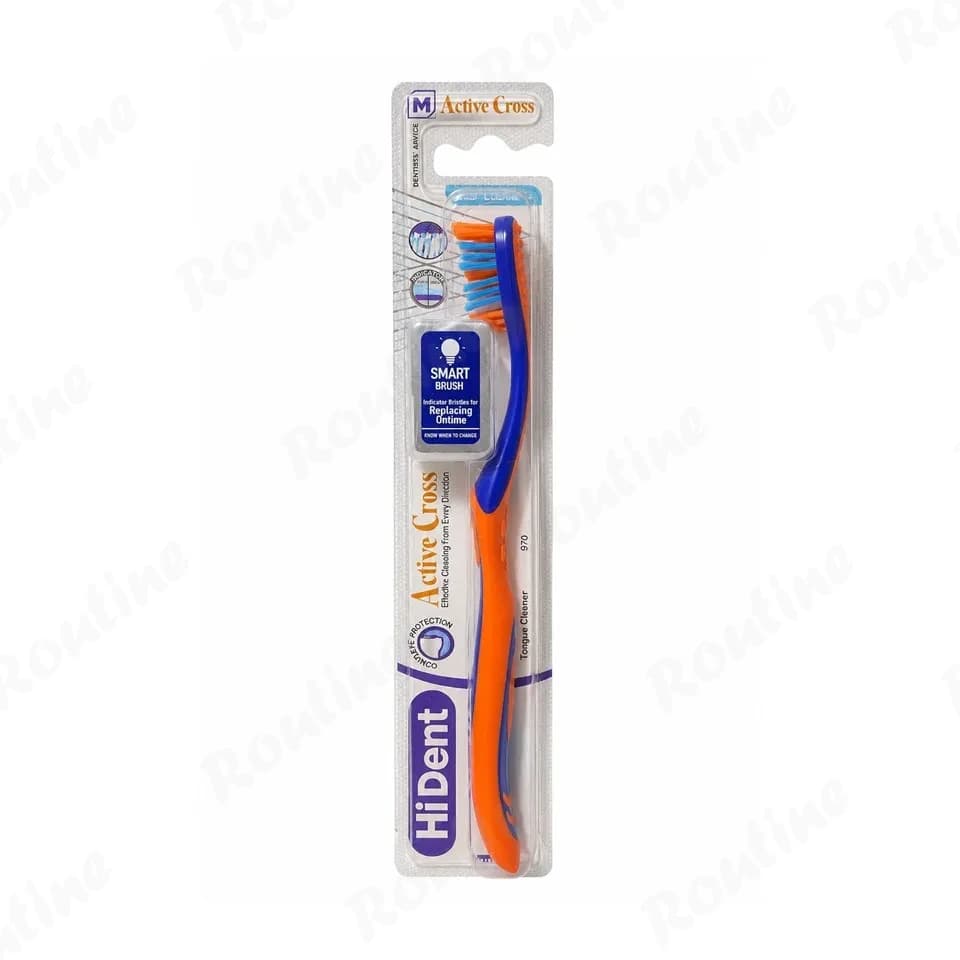 مسواک هایدنت مدل اکتیو کراس کد 970 با برس متوسط قابدار — تصویر ۳