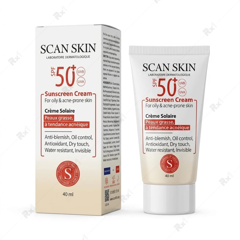 کرم ضدآفتاب بیرنگ اسکن اسکین SPF50 مناسب پوست چرب حجم 40 میلی لیتر