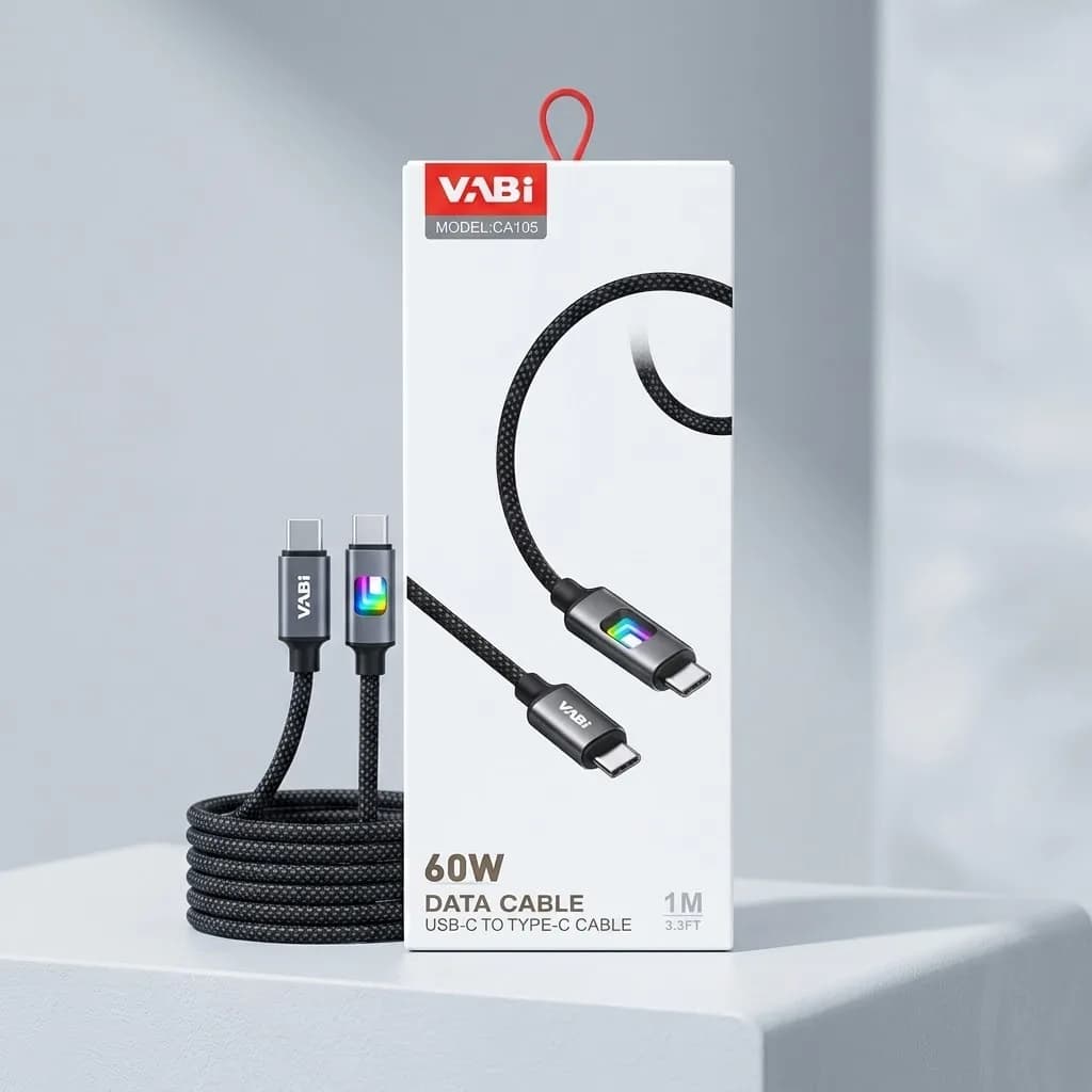 کابل Vabi مدل CA105 USB-C به تایپسی ۶۰ وات