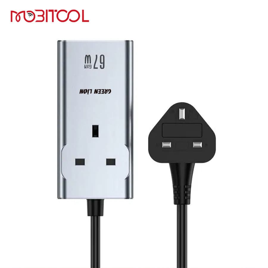 چندراهی برق و شارژر 67 وات گرین لاین Green Lion 67W GaN Premium AC Socket — تصویر ۲