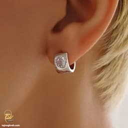 گوشواره نقره حلقه ای کوچک زنانه مدل ESW E34 — تصویر ۲