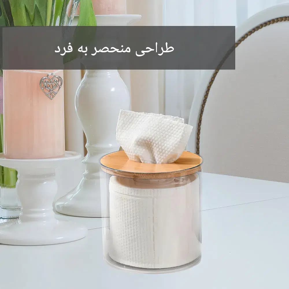 جا دستمال کاغذی فلزی درب چوبی T5109 — تصویر ۴