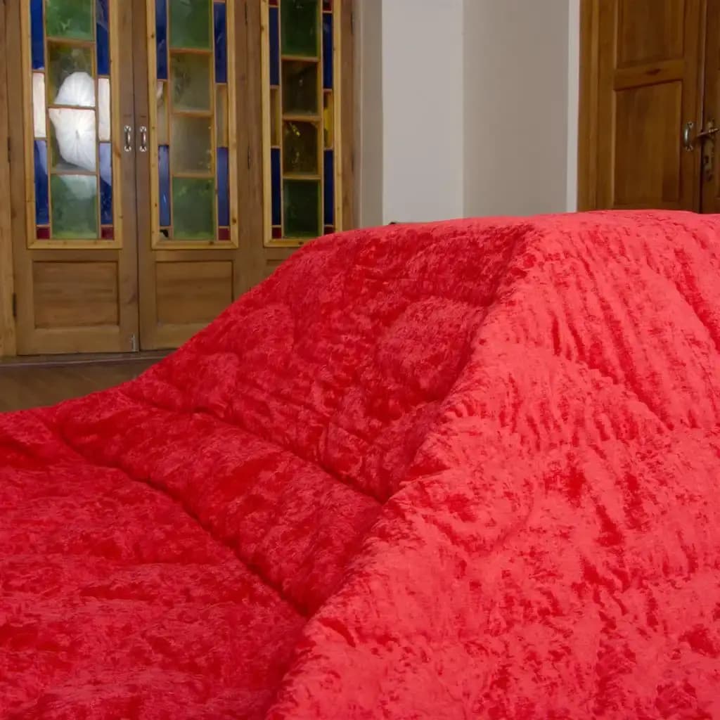 لحاف کرسی دست دوز مخمل شانل رنگ قرمز — تصویر ۴