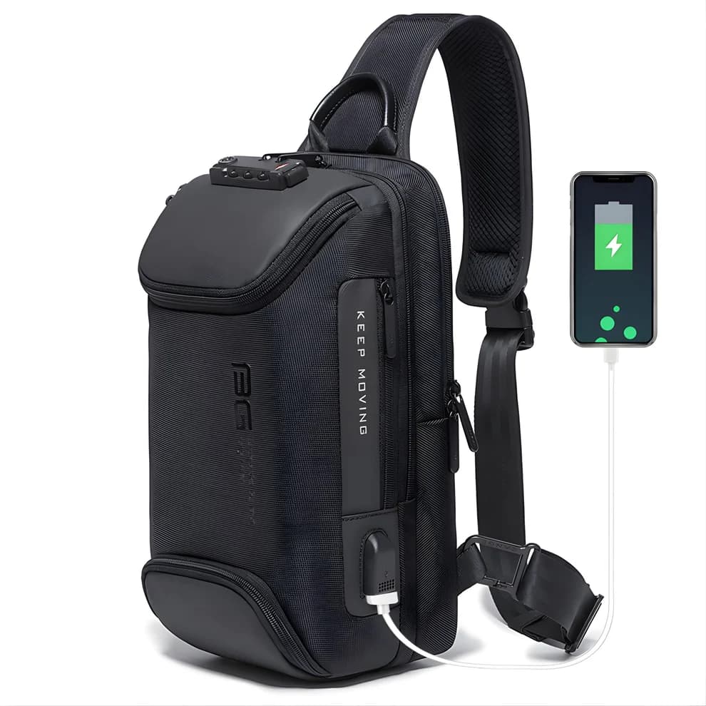کیف دوشی کراس بادی اصل BG-7082 رمز دار با پورت USB — تصویر ۲