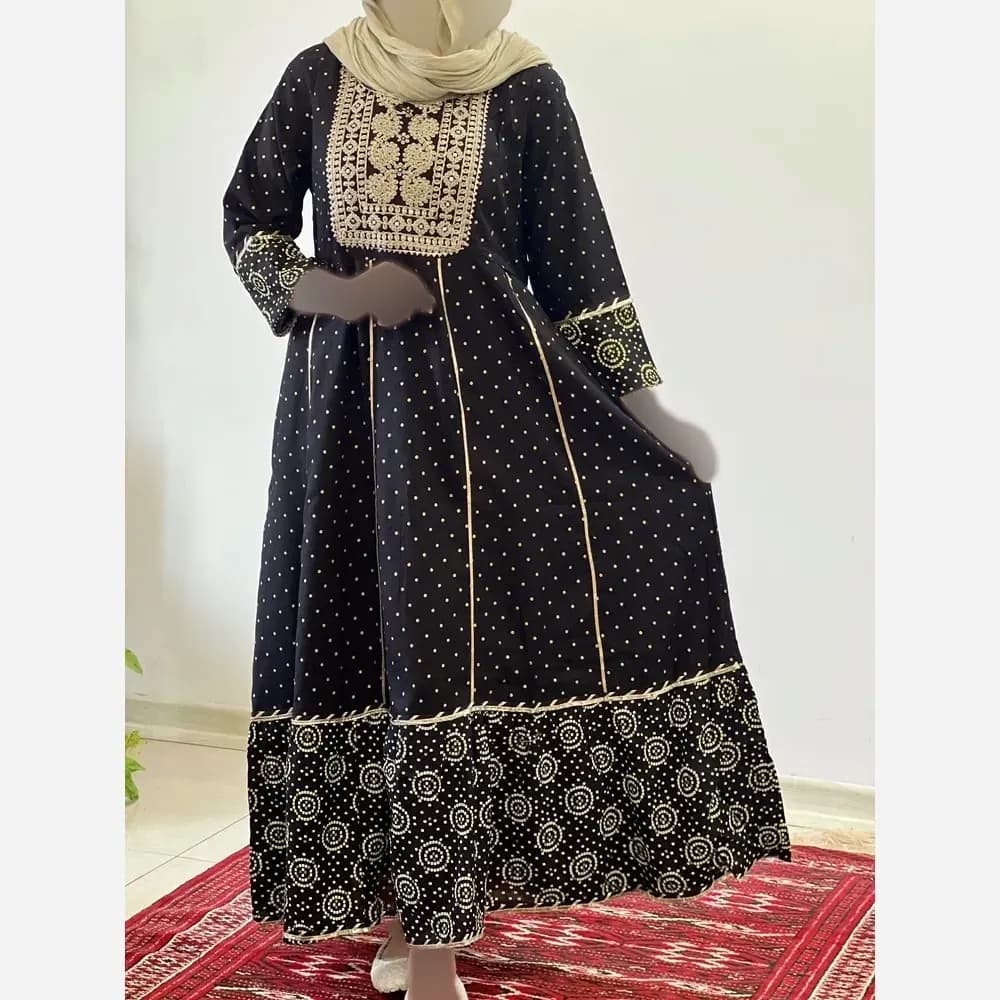 کرتی هندی زنانه جنس نخ وارداتی سایز بزرگ مدل کلوش قد 135 — تصویر ۷