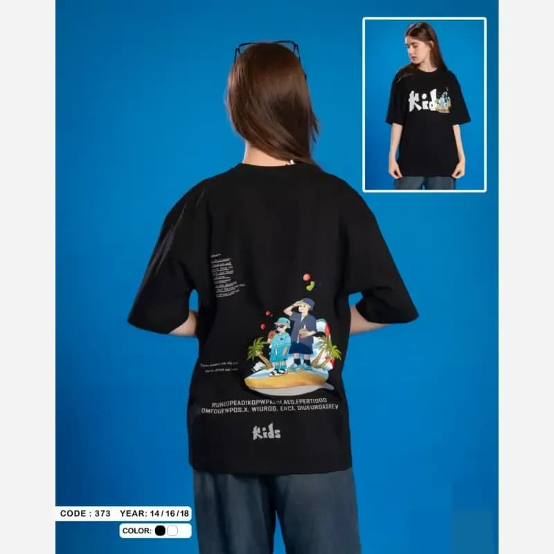 تیشرت نوجوان طرح kids مدل باکسی قواره آزاد — تصویر ۸