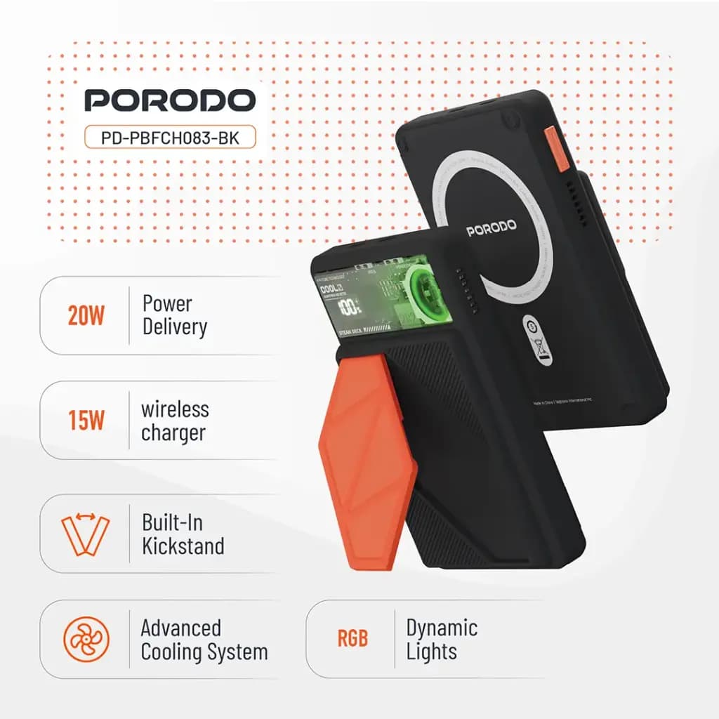 پاوربانک پرودو 10000mAh مگسیف مدل PD-PBFCH083 — تصویر ۲