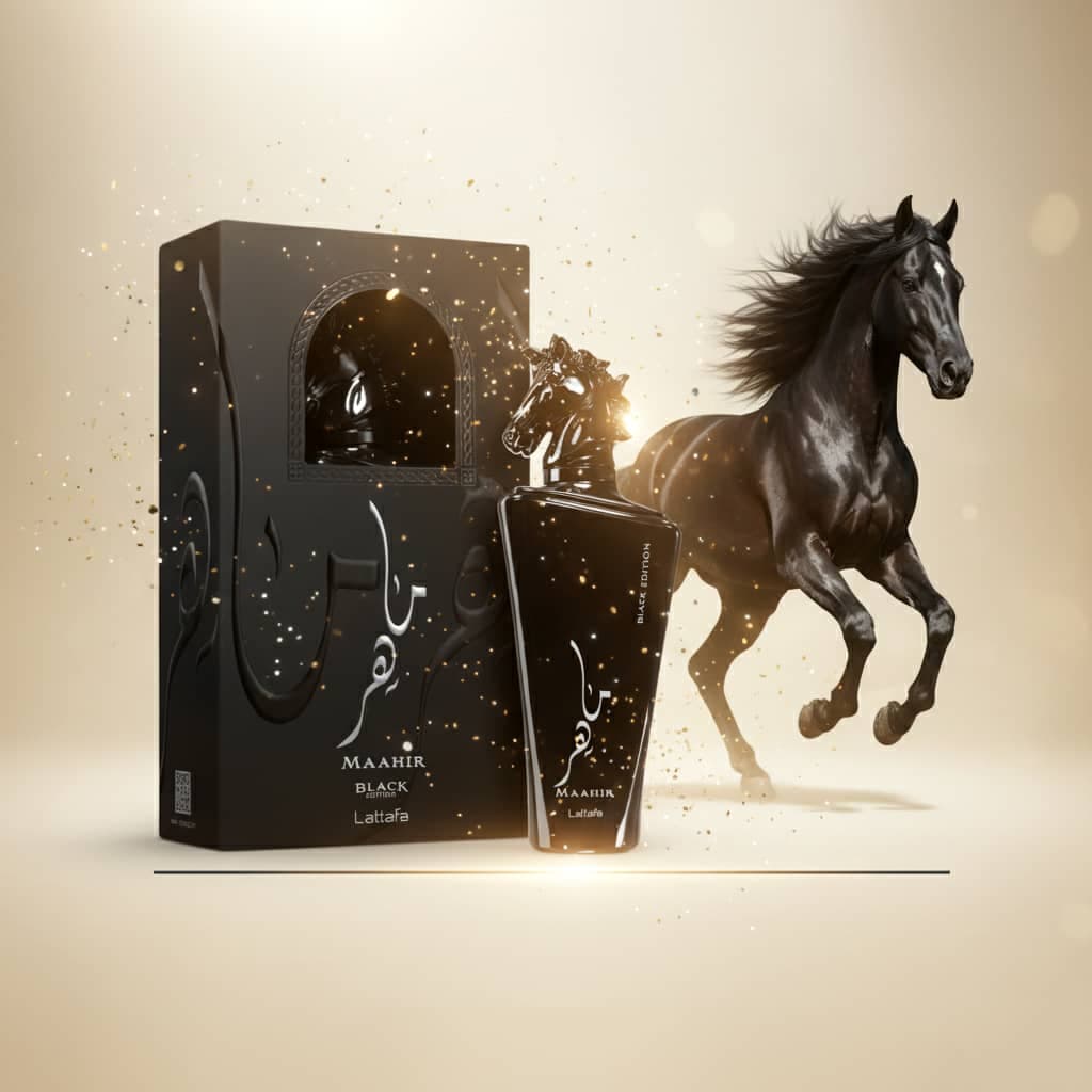 عطر ادکلن عربی مردانه ماهر مشکی لطافه رایحه لالیک انکرنویر (Lattafa Maahir Black Edition) حجم 100 میل — تصویر ۲