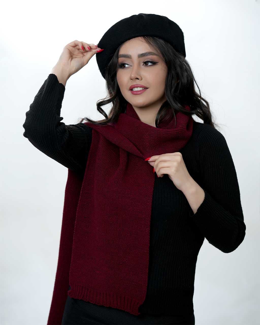 شال گردن زنانه کاموا ساده سیلکا