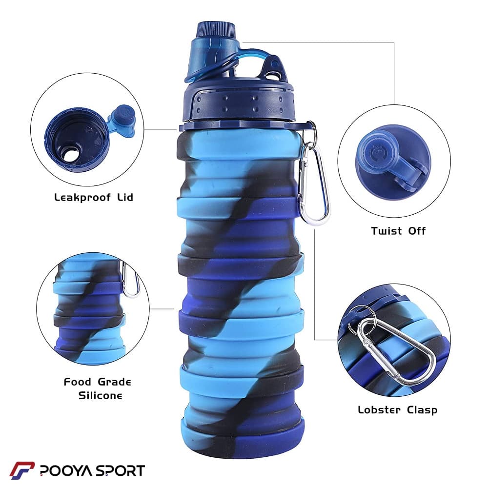 قمقمه سیلیکونی تاشو Silicone Water Bottle نیم لیتری (اصل) — تصویر ۲