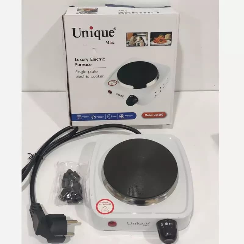 هیتر اجاق برقی کوچک یونیک مکس مدل UM500 | 500 وات، بدنه استیل و پایه چرمی