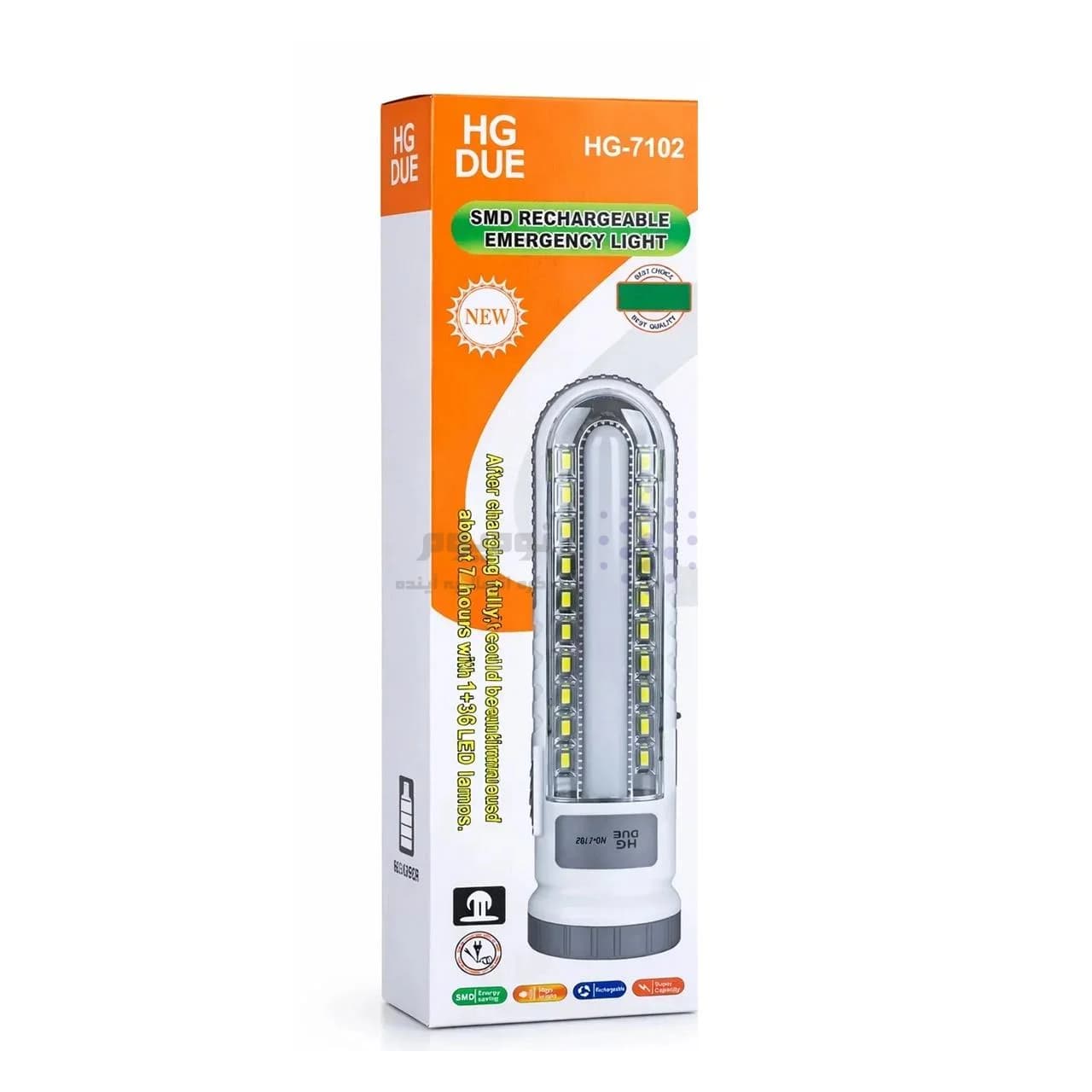 لامپ شارژی HGDUE مدل HG-7102 LED – سفید — تصویر ۴
