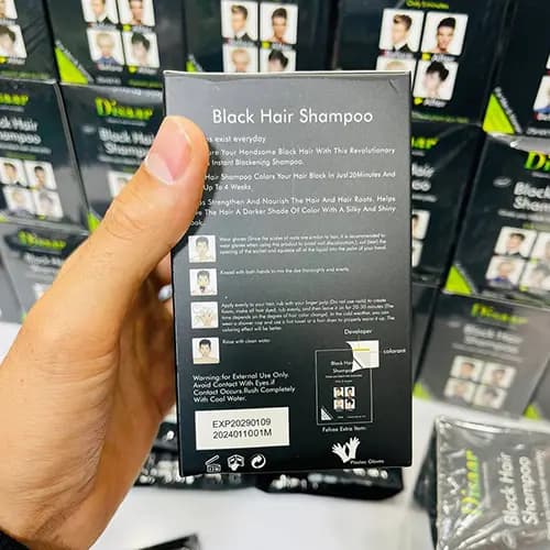 شامپو رنگ مو مشکی مو و ریش دیسار بسته 10 عددی — تصویر ۴