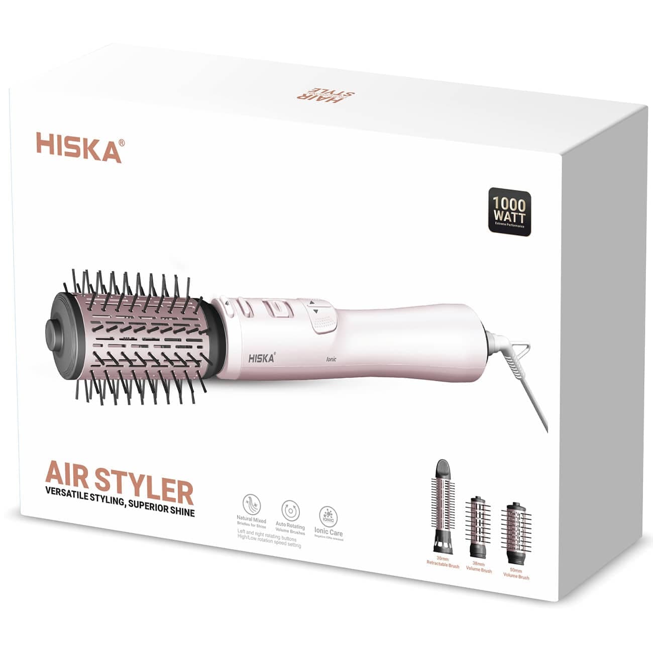 سشوار چرخشی برس دار هیسکا HISKA مدل H5255 توان 1000 وات — تصویر ۴